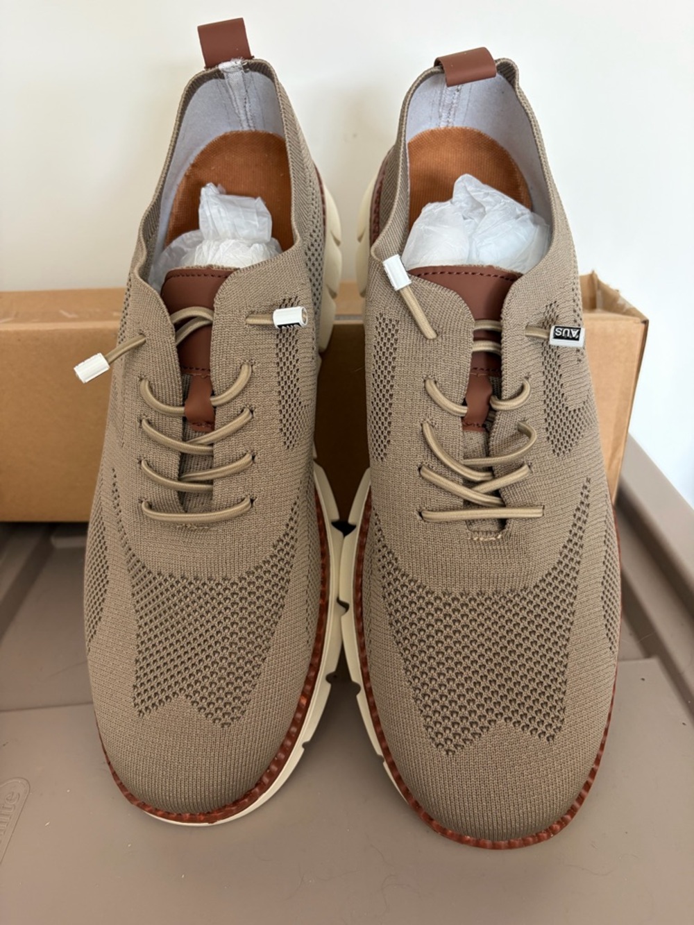 Men's Knit Casual Sneakers - Taupe